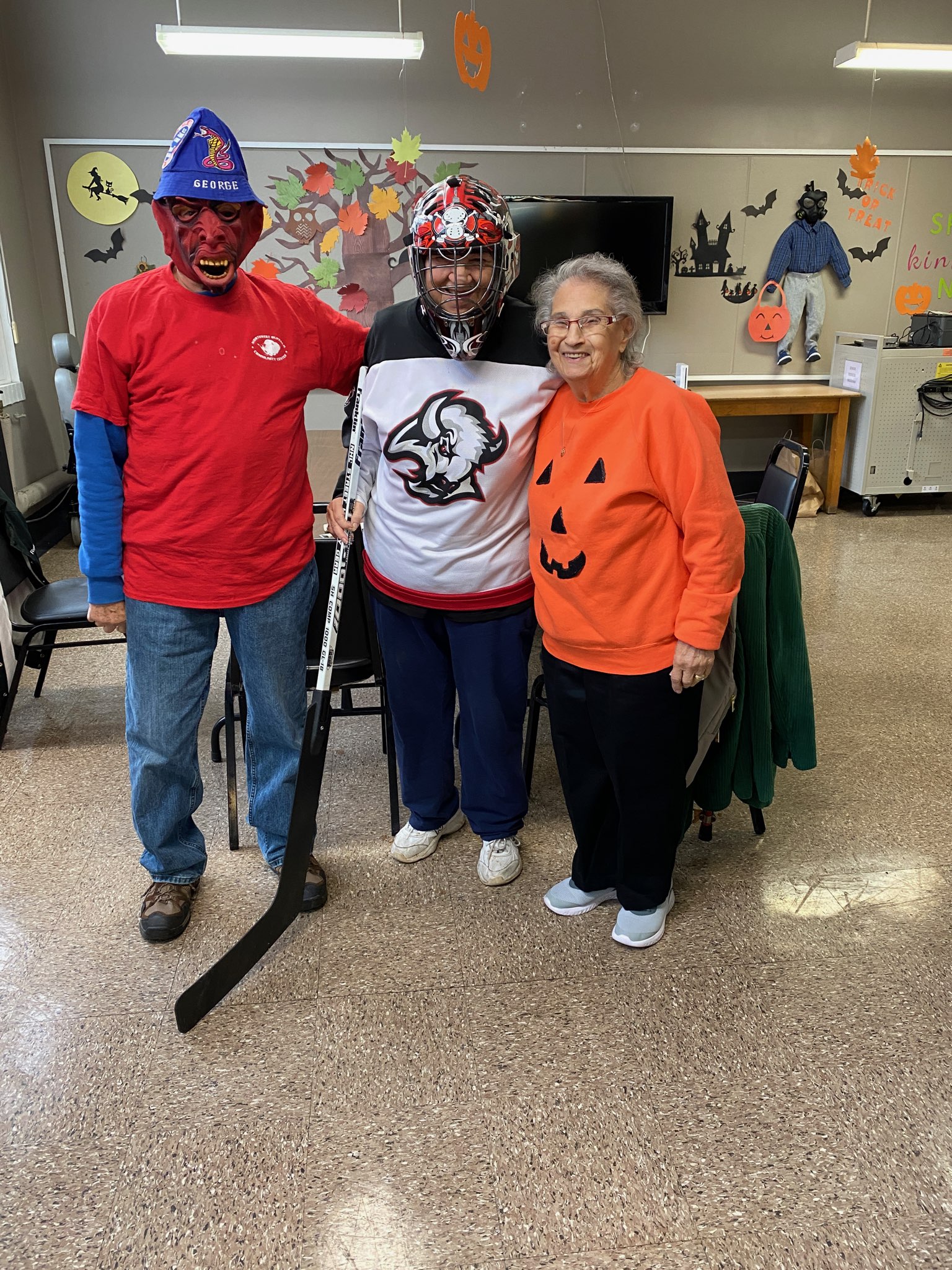 Seniors celebrating Halloween in costumes at NWBCC