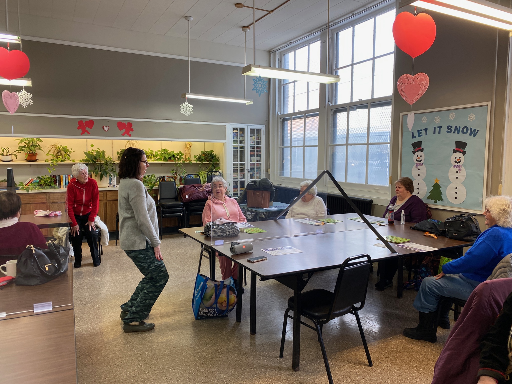 Seniors playing bingo at NWBCC Valentine's Day celebration